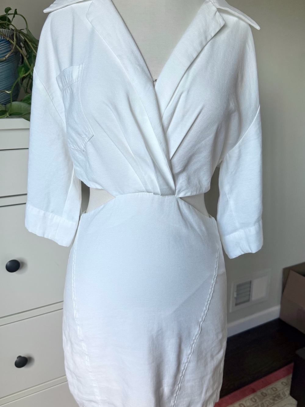 En Saison Paz Cutout Mini Dress White Shirt Dress S